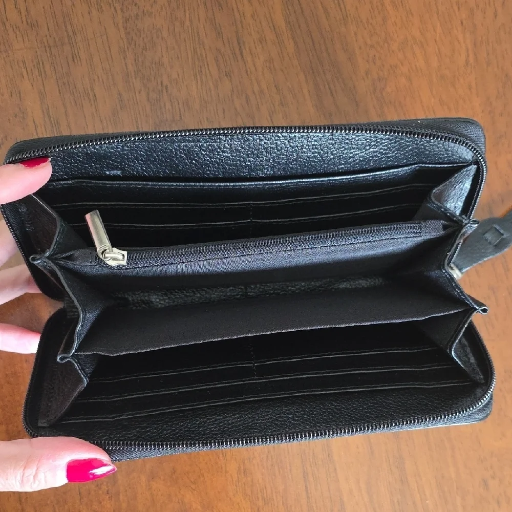 Two Pretty Handcrafted Black Zippered Wallet